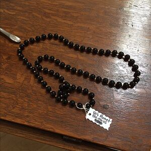 Monet black glass bead necklace